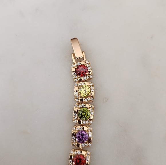Rose Gold Plated  Multicolor Gemstone Bracelet - Picture 5 of 6